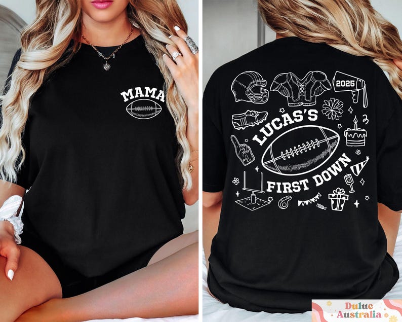 FootBall First Birthday Matching Family Shirts, Custom Name First Birthday Tee, Football Theme 1st Down Birthday Shirts, Birthday Boy Gifts image 11