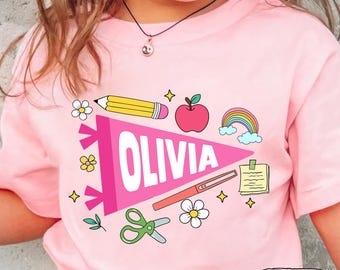 Personalized Back to School Shirt: Custom Name Pennant Tee