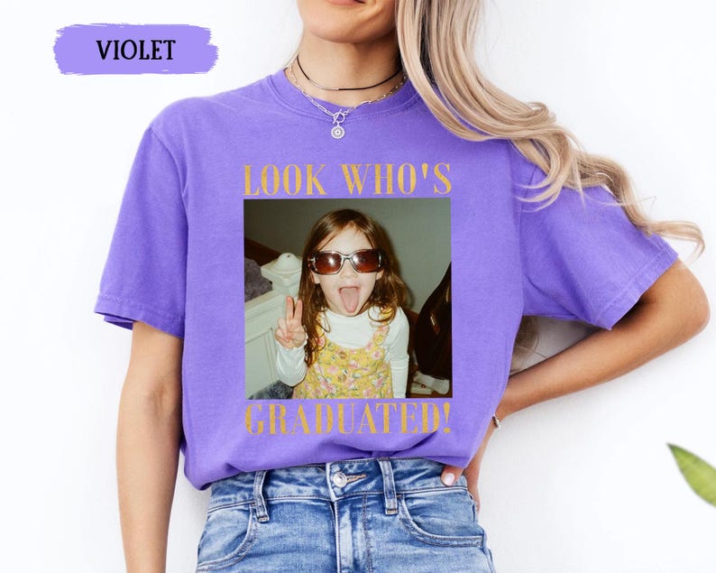 Personalized Vintage Photo Graduation Shirt: Looks Who Graduated Shirt For Her, Graduation Picture Matching Tee for Besties, Graduation Gift image 8