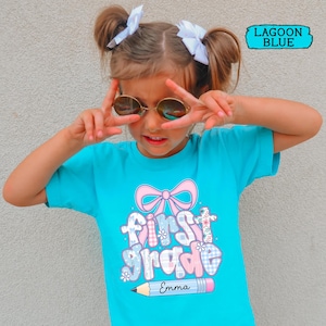 Custom Kids Name Back To School, Girl First Grade Shirt, Preppy 1st Grade Shirt for Girls, Elementary First Day Of School Outfit image 13