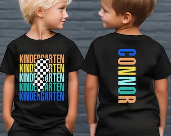 Custom Kindergarten Shirt with Name, First Day of School Shirt for Boys, Personalized Back to School T-Shirt, Toddler Shirt,Retro Kids Shirt