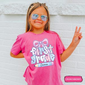 Custom Kids Name Back To School, Girl First Grade Shirt, Preppy 1st Grade Shirt for Girls, Elementary First Day Of School Outfit image 11