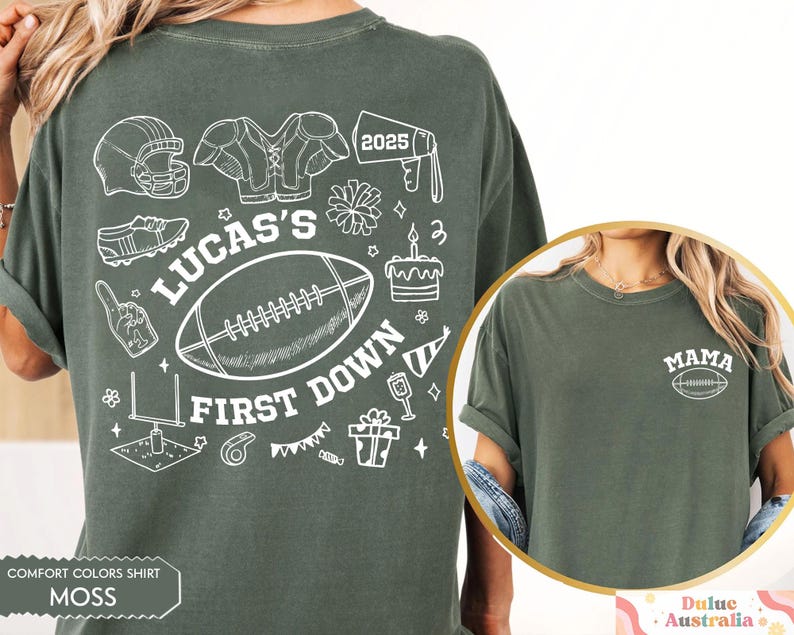 FootBall First Birthday Matching Family Shirts, Custom Name First Birthday Tee, Football Theme 1st Down Birthday Shirts, Birthday Boy Gifts image 6