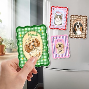 Personalized Pet Portrait Fridge Magnet, Custom Dog Cat Photo Magnet, Pet Lover Gift, Gift for Pet Owner, Dog Mom Magnet, Mothers Day Gift image 6