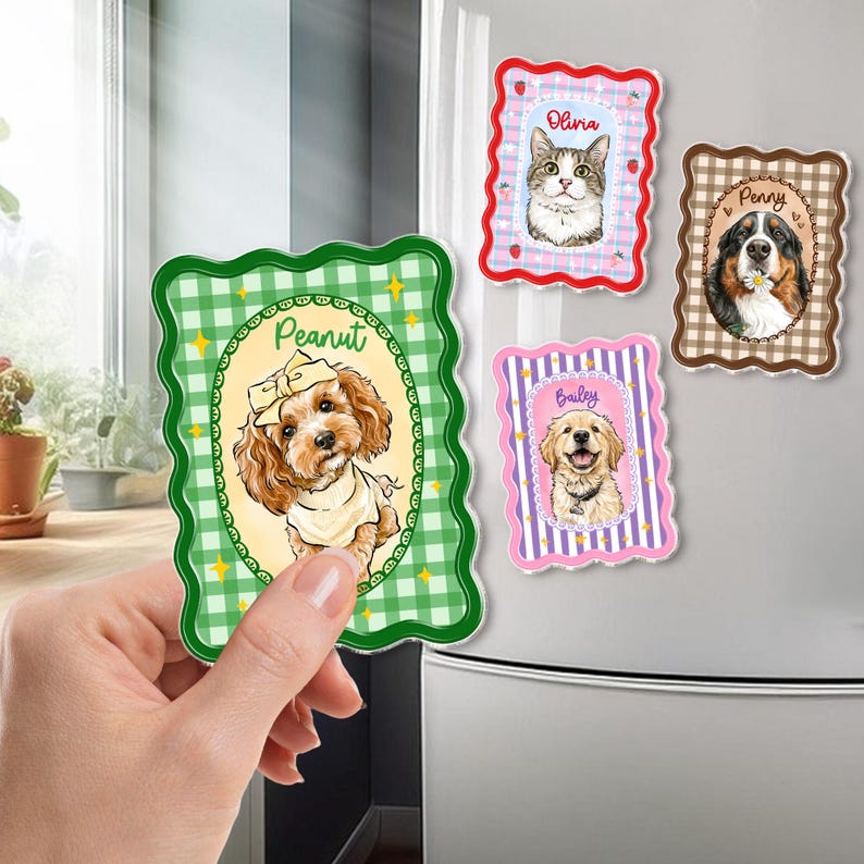 Personalized Pet Portrait Fridge Magnet, Custom Dog Cat Photo Magnet, Pet Lover Gift, Gift for Pet Owner, Dog Mom Magnet, Mothers Day Gift image 6