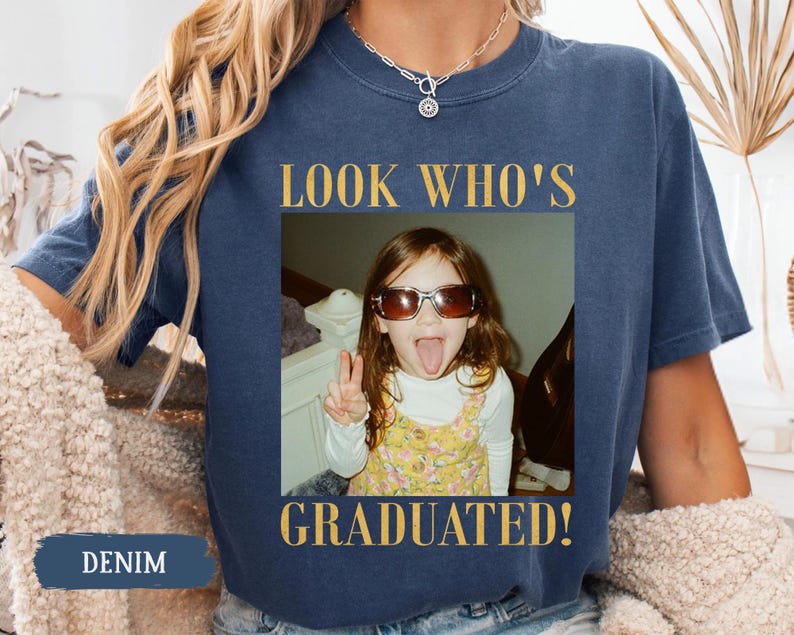 Personalized Vintage Photo Graduation Shirt: Looks Who Graduated Shirt For Her, Graduation Picture Matching Tee for Besties, Graduation Gift image 9