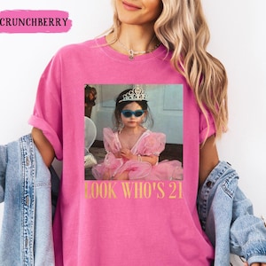 Personalized Vintage Photo 21st Birthday Shirt, Look Who’s 21 Funny Shirt, Custom Photo & Age Birthday Tee, Vintage Birthday Gift for Her image 9