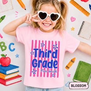 Custom Back to School Shirt for Girls, Retro Stripe Grade Level Shirt, First Day of School Tee, 1st Grade 2nd Grade Girl Tee, Kid Shirt bild 11
