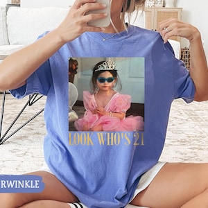 Personalized Vintage Photo 21st Birthday Shirt, Look Who’s 21 Funny Shirt, Custom Photo & Age Birthday Tee, Vintage Birthday Gift for Her image 6