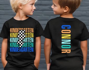 Custom Kindergarten Shirt with Name, First Day of School Shirt for Boys, Personalized Back to School T-Shirt, Toddler Shirt,Retro Kids Shirt