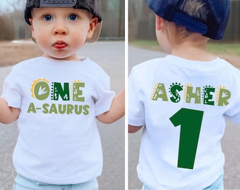 First Birthday Dinosaur Shirt: T-Rex Toddler Tee, One-A-Saurus
