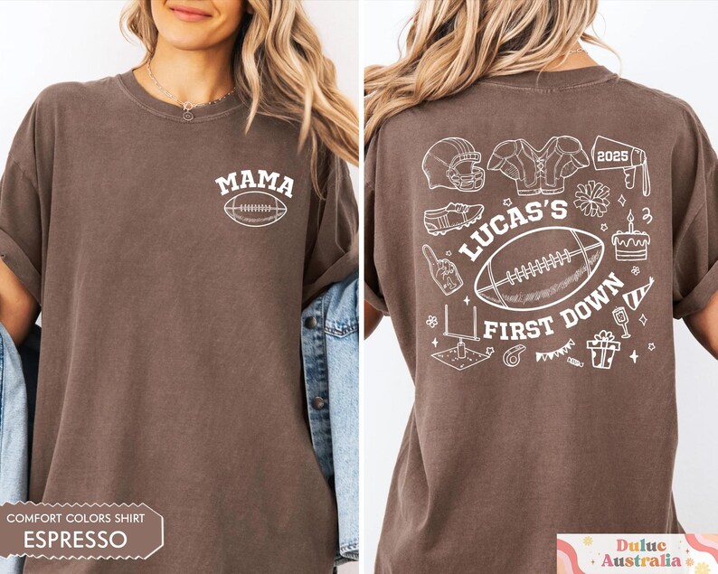 FootBall First Birthday Matching Family Shirts, Custom Name First Birthday Tee, Football Theme 1st Down Birthday Shirts, Birthday Boy Gifts image 9
