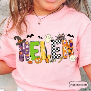 Custom Kids Halloween Shirt, Personalized Name Halloween Toddler Tee, Cute Halloween Doodle Shirt for Kids, Spooky Shirt, Cute Ghost Shirt