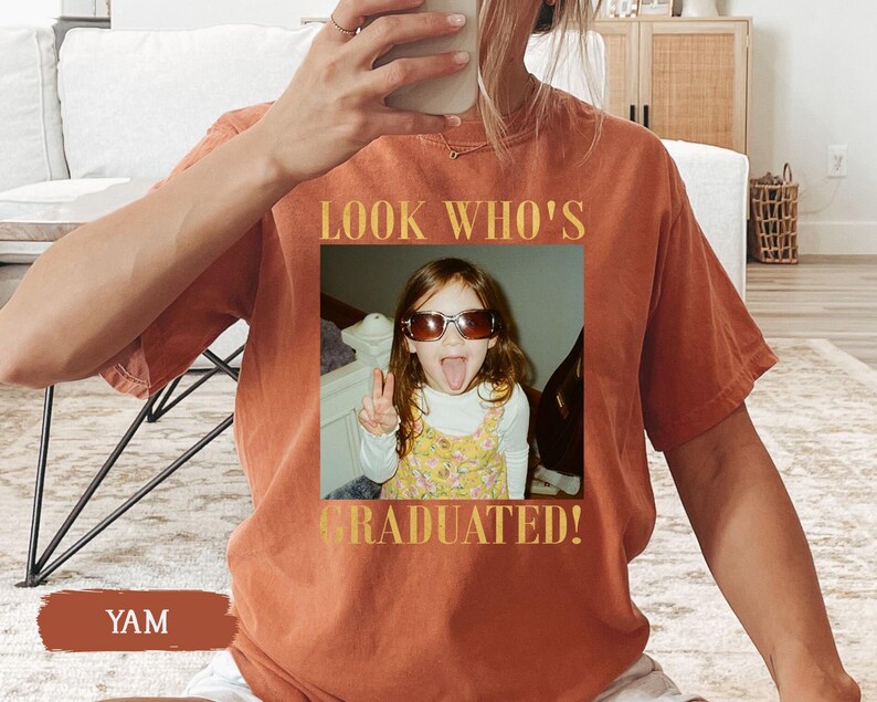 Personalized Vintage Photo Graduation Shirt: Looks Who Graduated Shirt For Her, Graduation Picture Matching Tee for Besties, Graduation Gift image 7