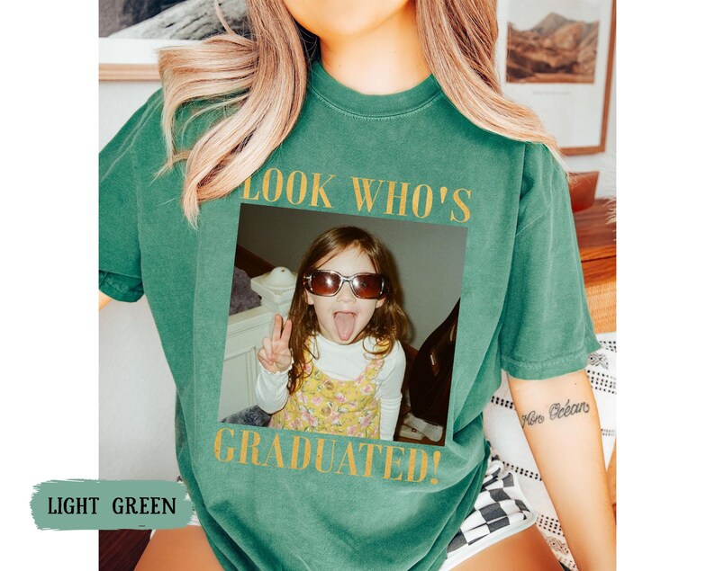 Personalized Vintage Photo Graduation Shirt: Looks Who Graduated Shirt For Her, Graduation Picture Matching Tee for Besties, Graduation Gift image 10