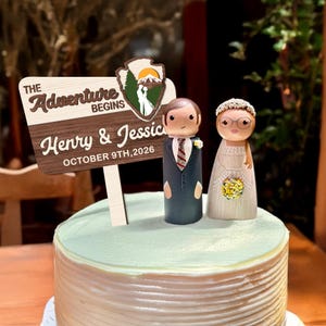 Adornos personalizados para tartas de boda: Regalo de boda "La aventura comienza", adorno personalizado para tarta de parque nacional, decoración para tartas de boda. imagen 3