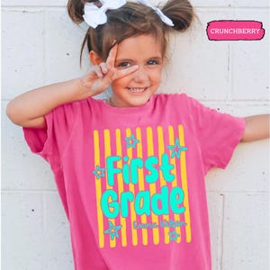 Custom Back to School Shirt for Girls, Retro Stripe Grade Level Shirt, First Day of School Tee, 1st Grade 2nd Grade Girl Tee, Kid Shirt bild 10
