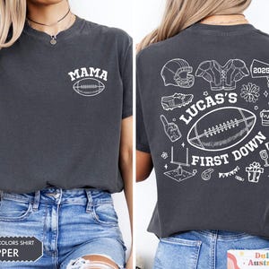 FootBall First Birthday Matching Family Shirts, Custom Name First Birthday Tee, Football Theme 1st Down Birthday Shirts, Birthday Boy Gifts image 3