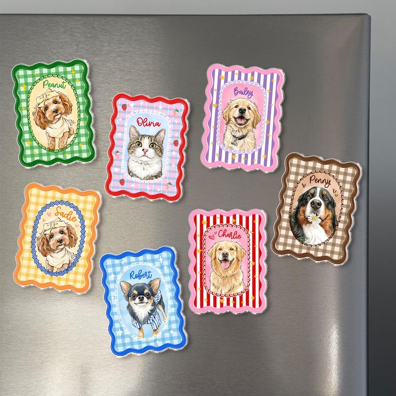 Personalized Pet Portrait Fridge Magnet, Custom Dog Cat Photo Magnet, Pet Lover Gift, Gift for Pet Owner, Dog Mom Magnet, Mothers Day Gift image 11