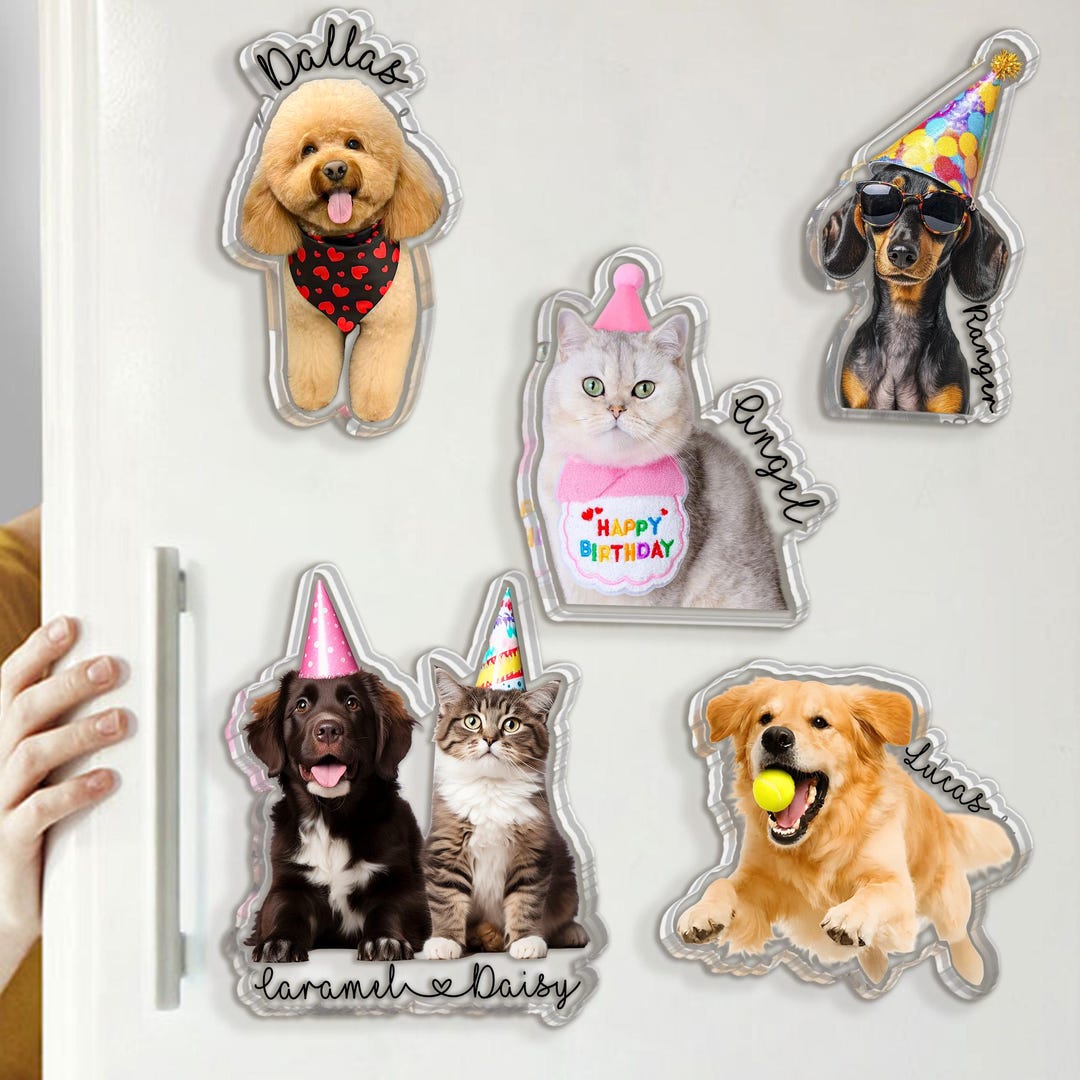 Custom Pet Photo Acrylic Magnet: Personalized Dog Cat Photo Gifts, Pet ...