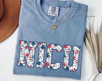 Floral NICU Nurse Shirt: Independence Day Crew Matching Tee