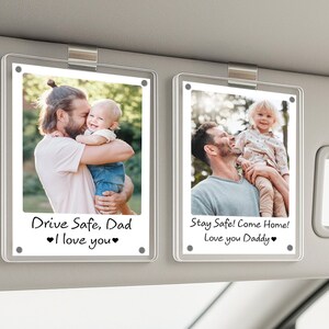 Personalized Father&#39;s Day Gift For Dad, Custom Family Photo Car Visor Clip, Gift For Dad, Drive Safe Daddy, Dad Car Accessories, Daddy Gifts