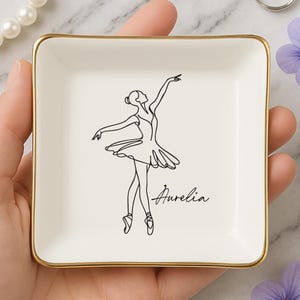Personalized Ballerina Ring Dish, Custom Name Jewelry Tray, Elegant Ballet Ring Dish, Dance Teacher Gift, Ballet Dancer Gifts, Gift For Girl
