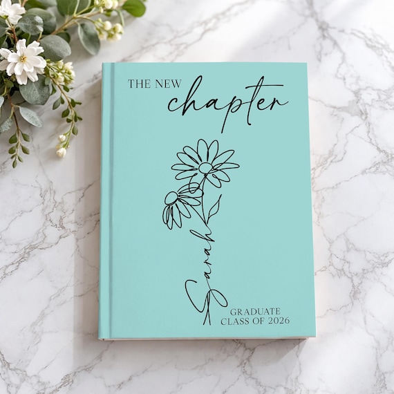 Custom Name College University Graduation Notebook, The Next Chapter Journal, Birth Month Flower Book For Her, Graduate Gifts, Class of 2026