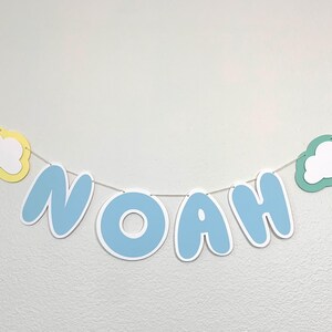 Bubbly Clouds Bluey Birthday Banner -  Personalized Name + Age Milestone Garland