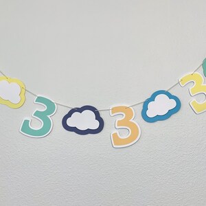 Bubbly Clouds Bluey Birthday Age Banner - Personalized Bluey Birthday Garland