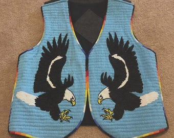 Old American Style Beaded Front Powwow Regalia Vest Handmade BV001