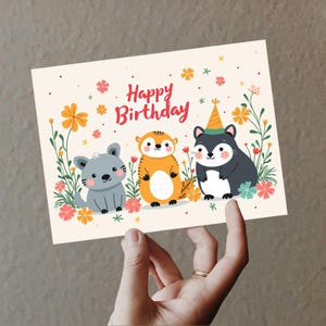 Jolie carte d'anniversaire animal !