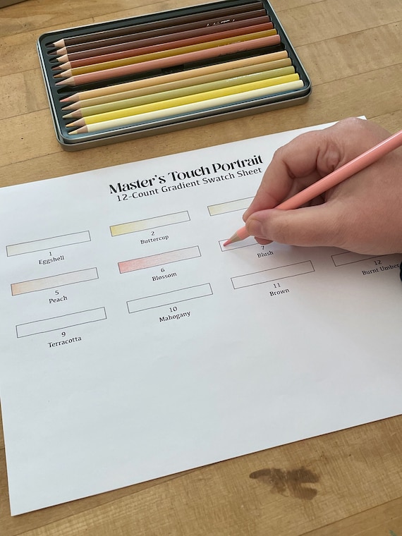 Master's Touch Colored Pencil Swatch Sheet: 48-color Gradient