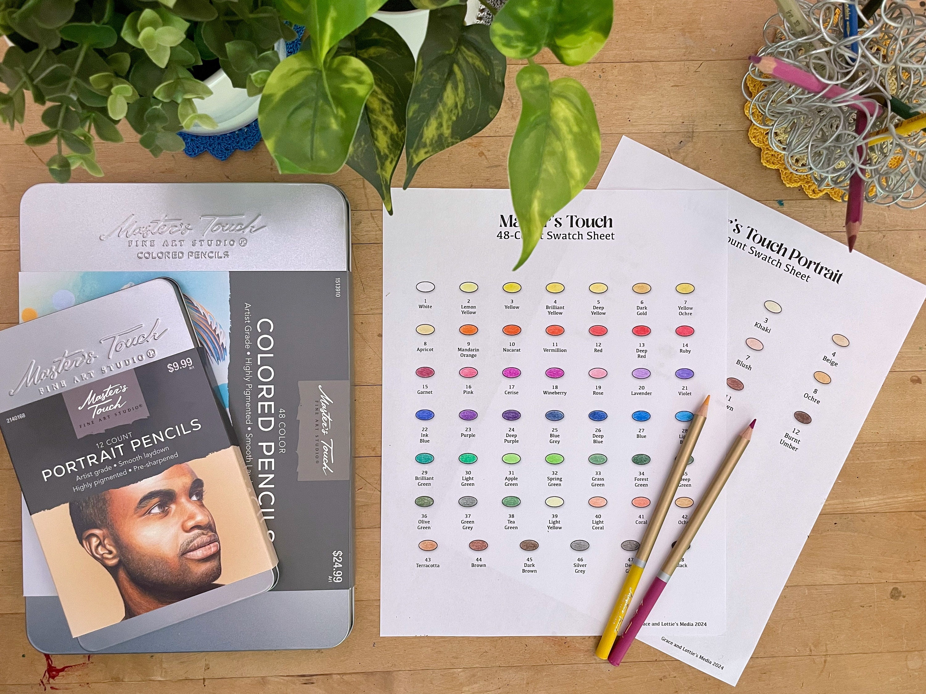 Master's Touch Colored Pencil Swatch Sheet: 48 Color + Portrait