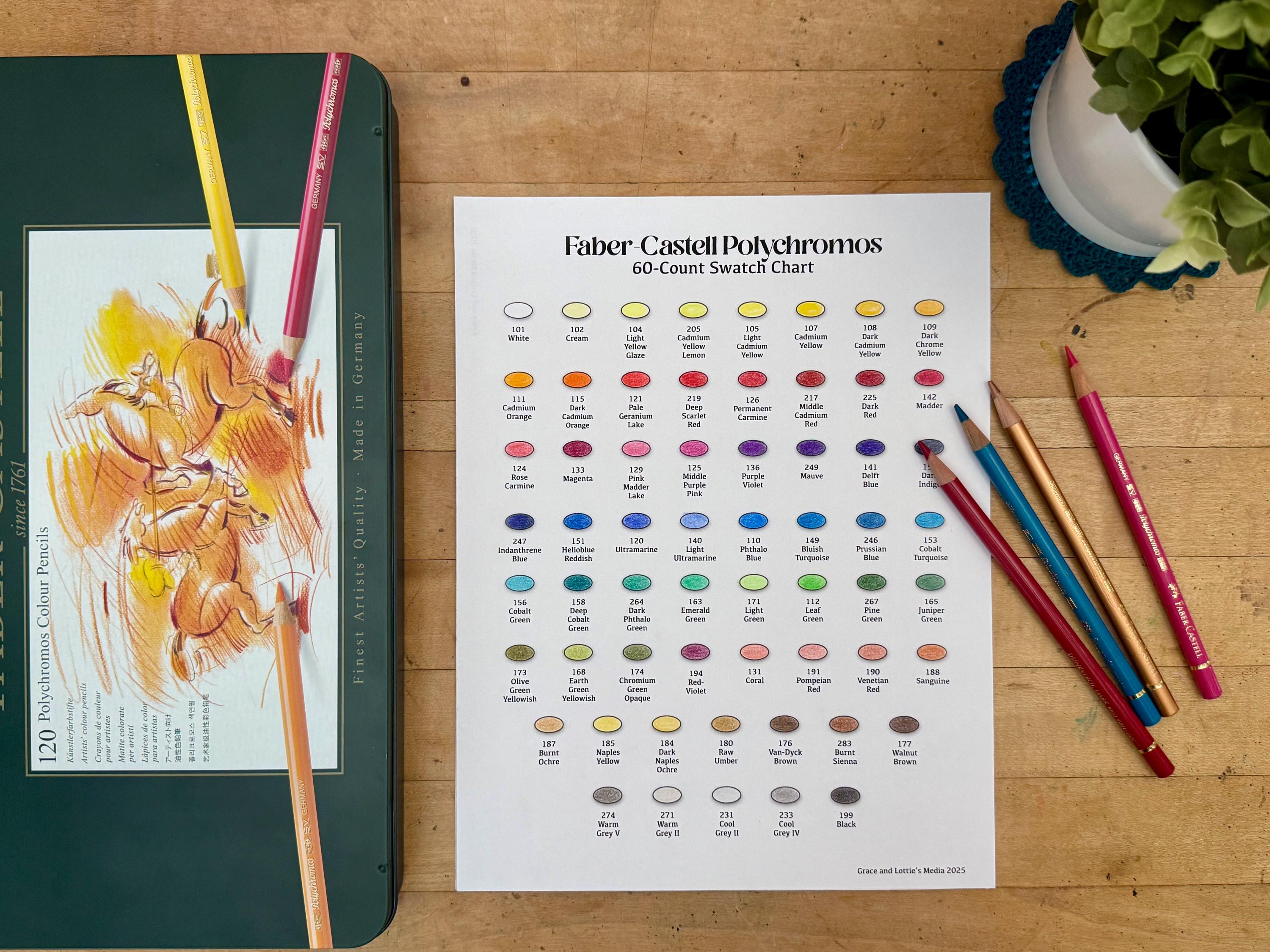 Faber-castell Polychromos 60-count Swatch Chart - Etsy