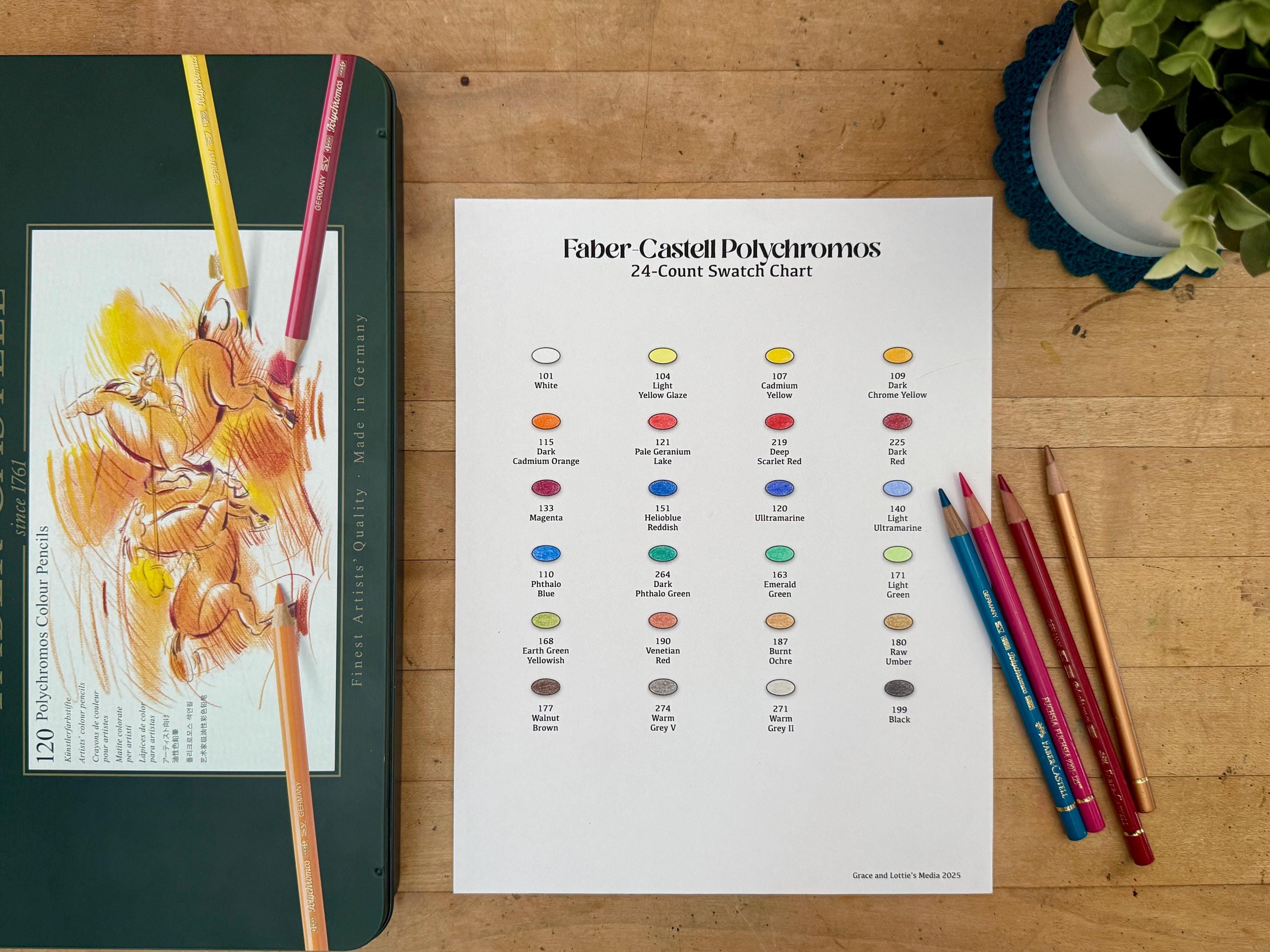 Faber-castell Polychromos 24-count Swatch Chart - Etsy