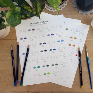 Folha de amostra de 100 contagens Derwent Inktense