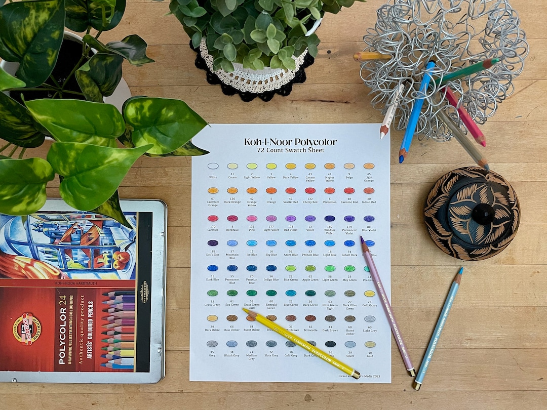 koh-i-noor-polycolor-72-count-swatch-sheet-etsy