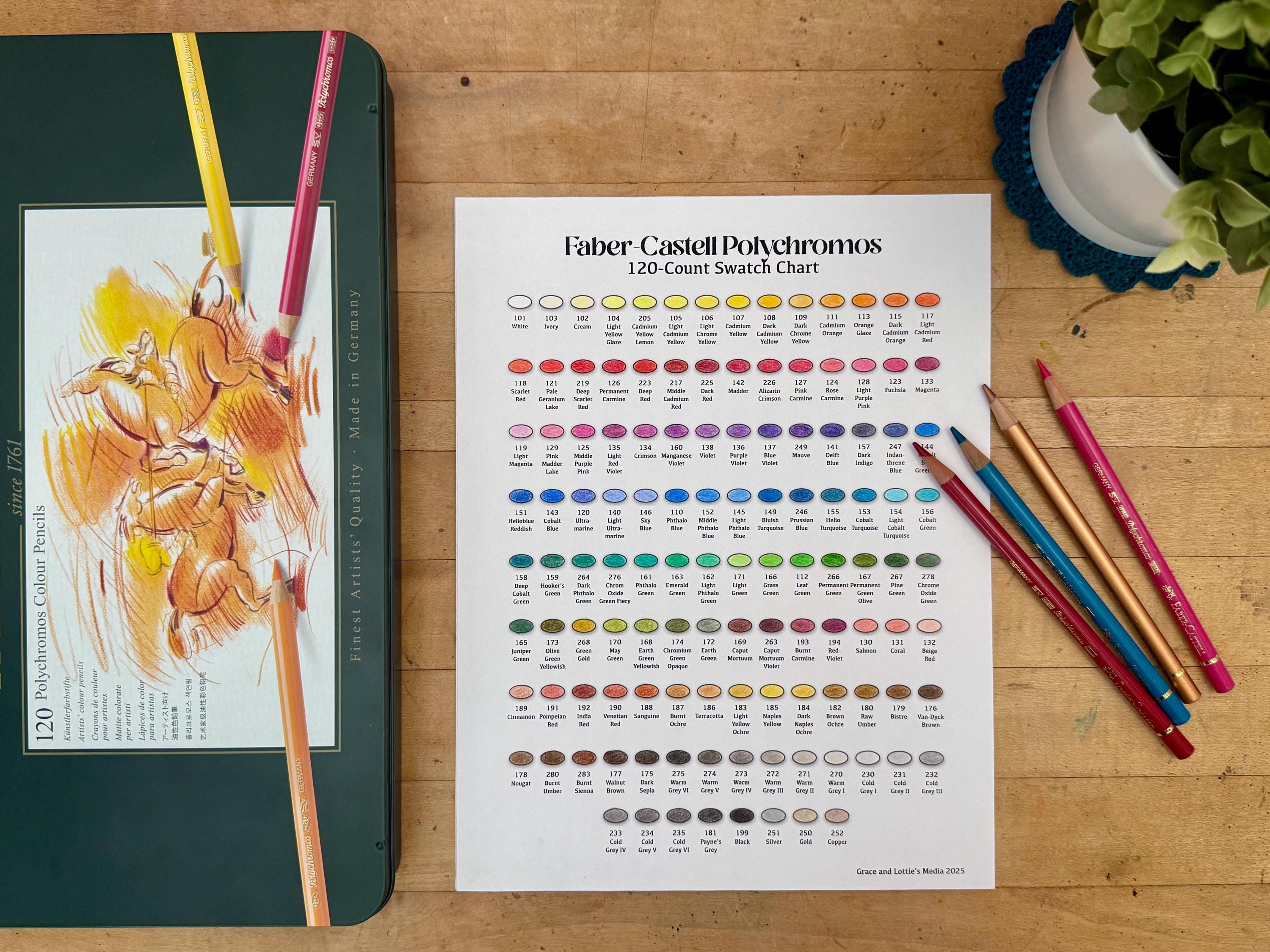 Faber-castell Polychromos 120-count Swatch Chart - Etsy