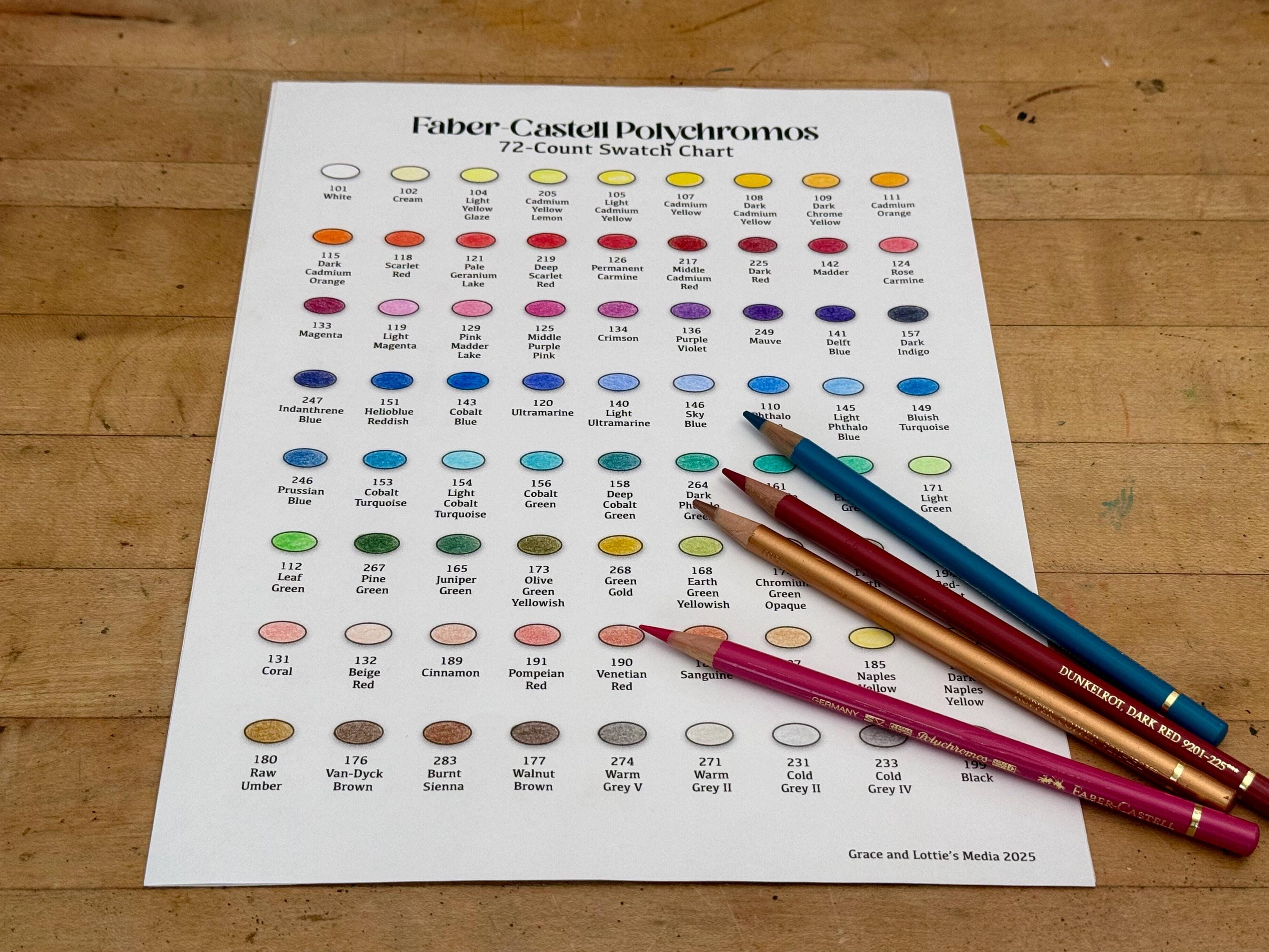 Faber-castell Polychromos 72-count Swatch Chart - Etsy