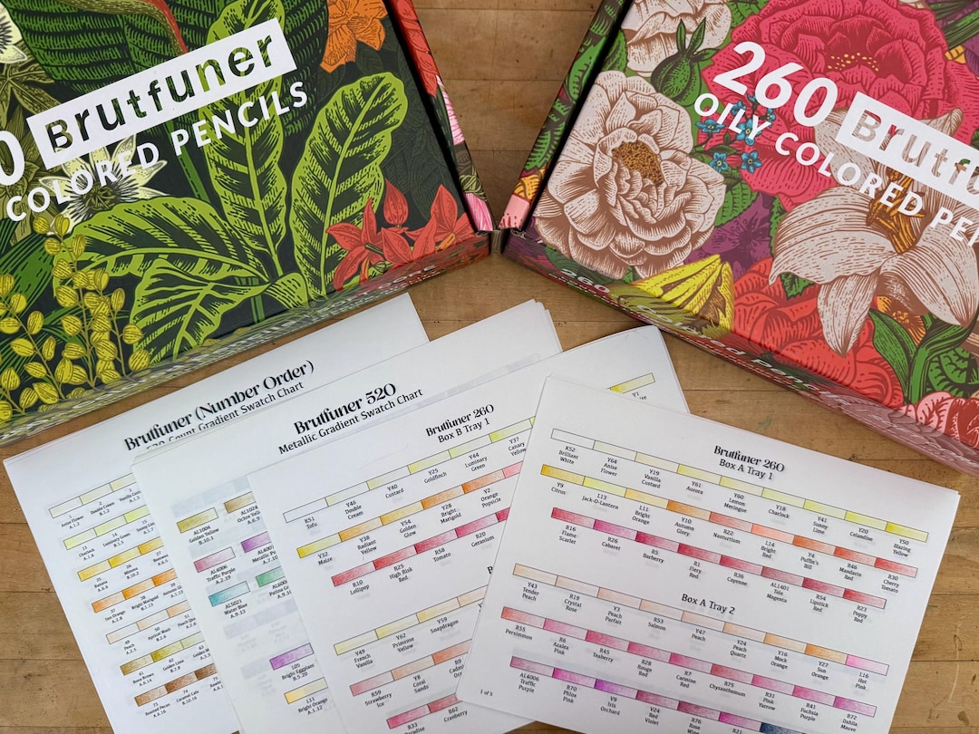 Brutfuner 520 Color Pencil Swatch Chart (flower Box Set) (digital ...