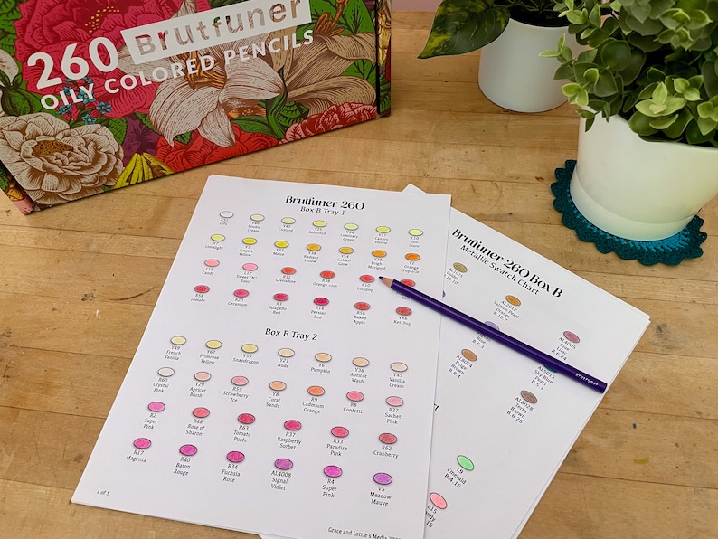 Brutfuner 260 Color Pencil Swatch Chart (flower Box Set) (digital ...