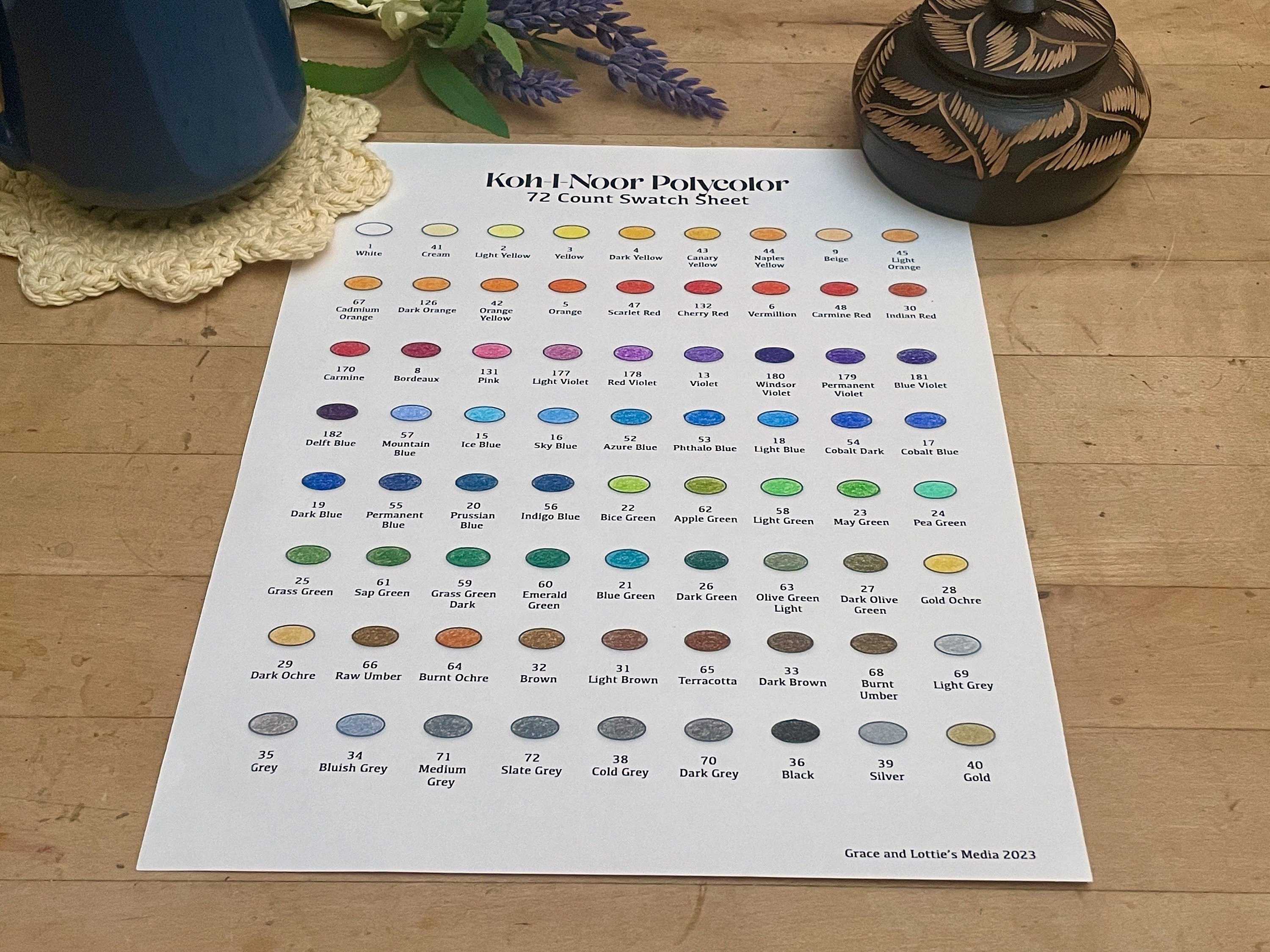 koh-i-noor-polycolor-72-count-swatch-sheet-etsy
