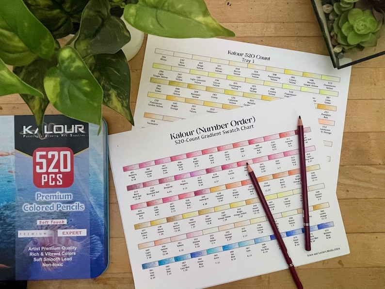 Kalour 520 Colored Pencils Gradient Swatch Chart (PDF Pattern) - Etsy