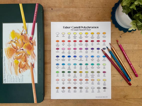 Faber-castell Polychromos 72-count Swatch Chart - Etsy