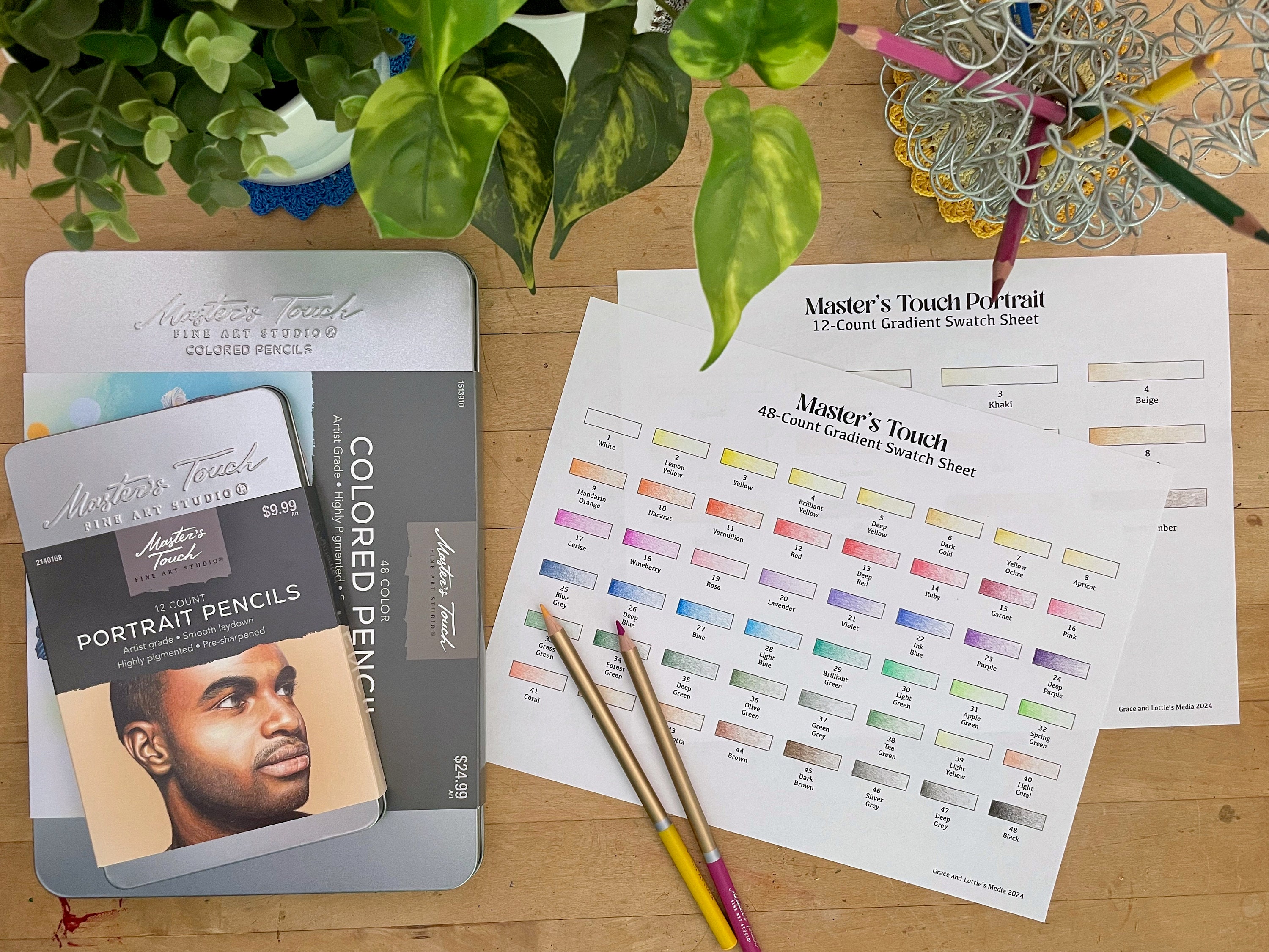 Master's Touch Colored Pencil Swatch Sheet: 48-color Gradient