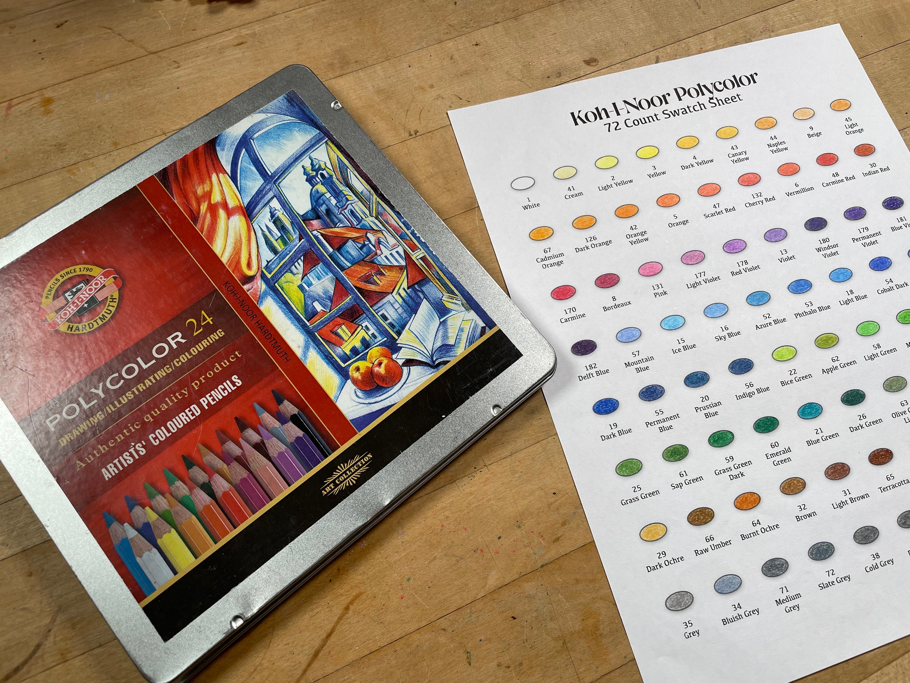 Koh-i-noor Polycolor 72-count Swatch Sheet - Etsy
