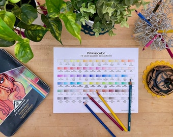 Foglio di campioni di sfumature Prismacolor da 72 pezzi
