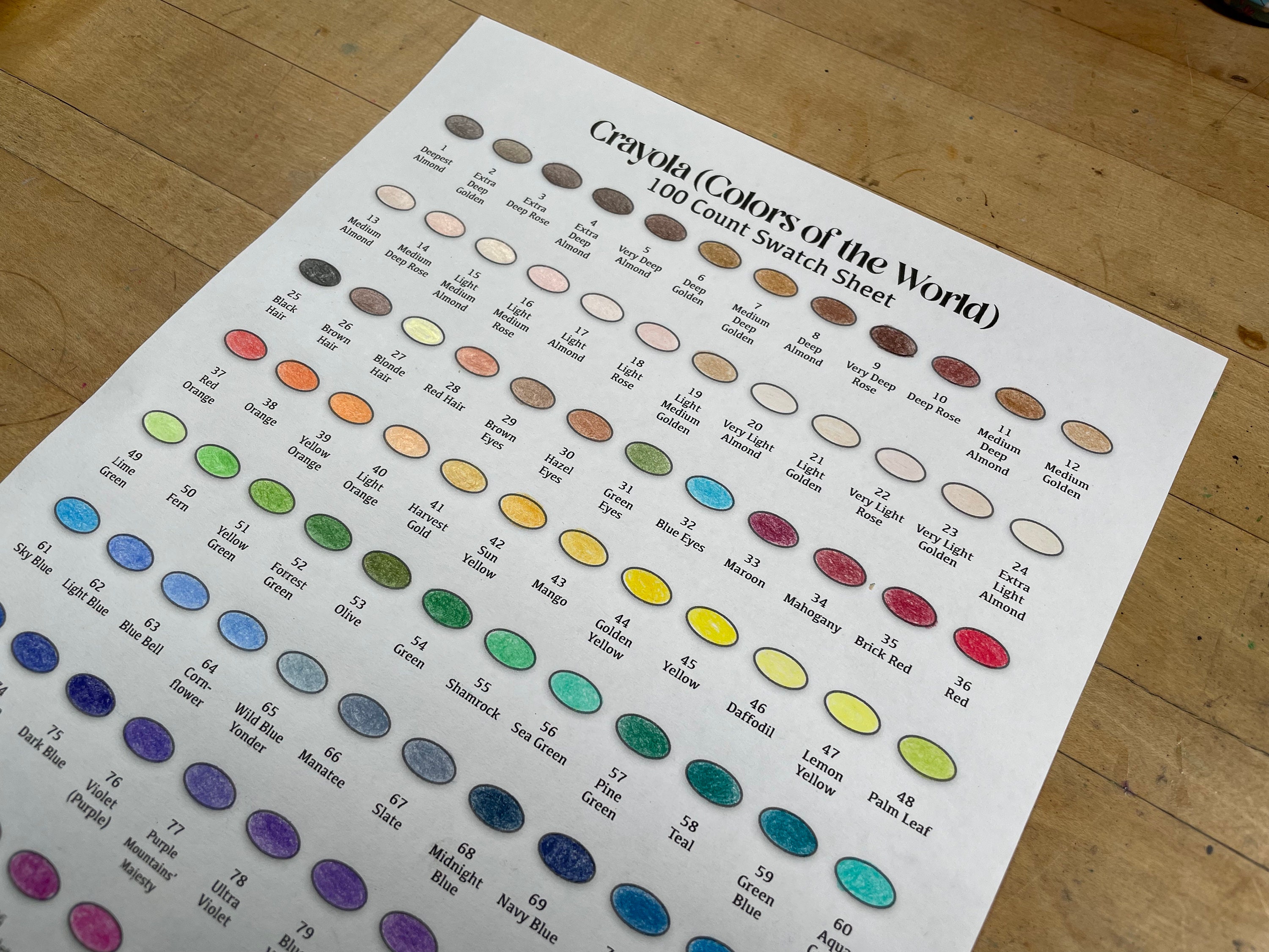 Crayola Colors of the World 100-count Swatch Sheet - Etsy