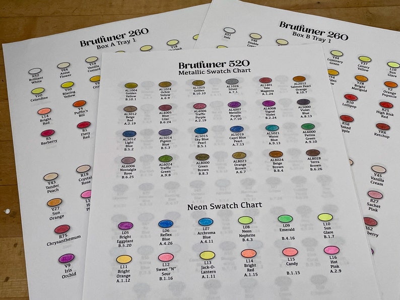 Brutfuner 520 Swatch Chart Set (flower Box Set) (digital Download) - Etsy